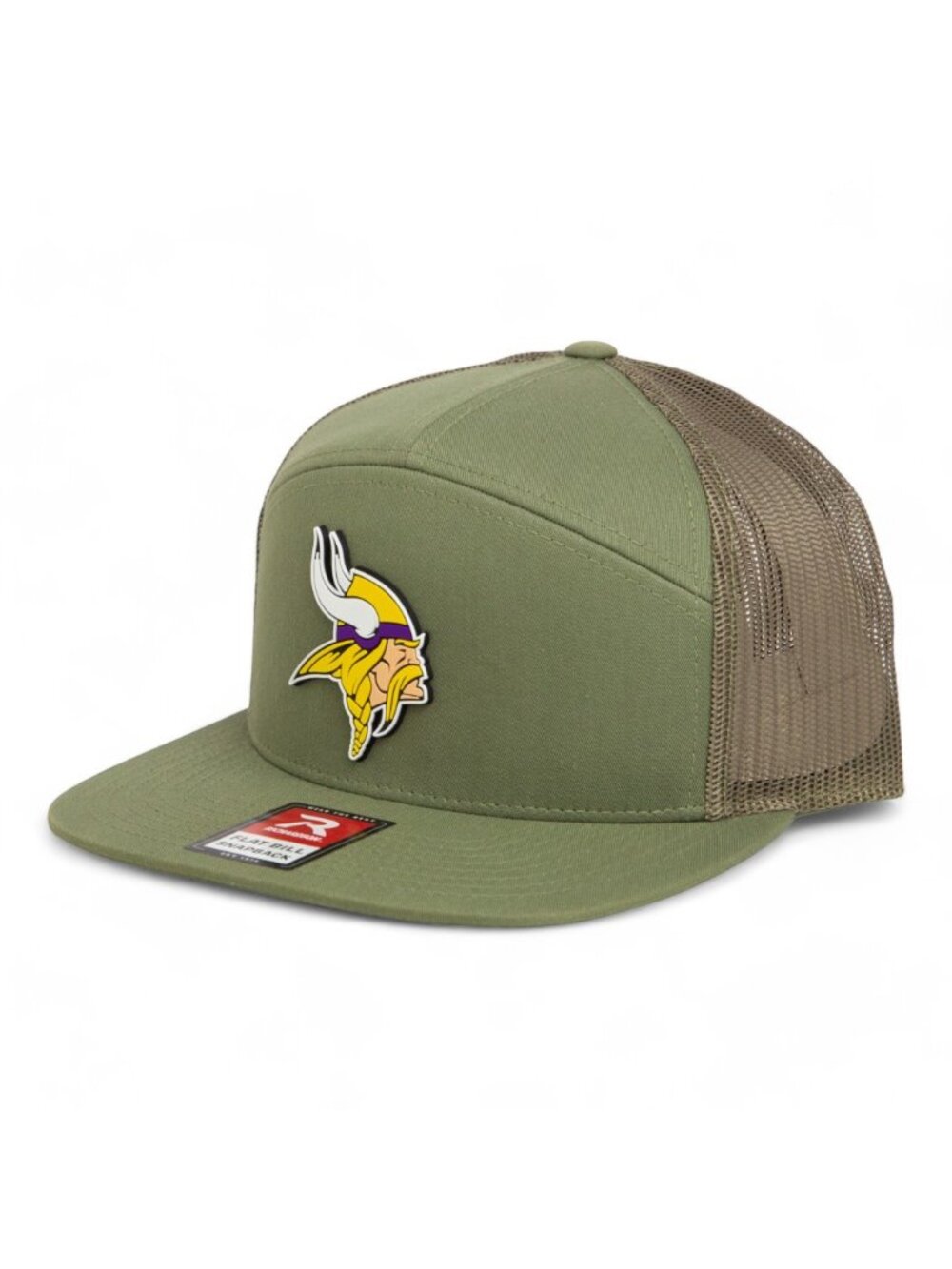 Minnesota Vikings 3D Snapback Seven-Panel Flat Bill Trucker Hat- Loden Green